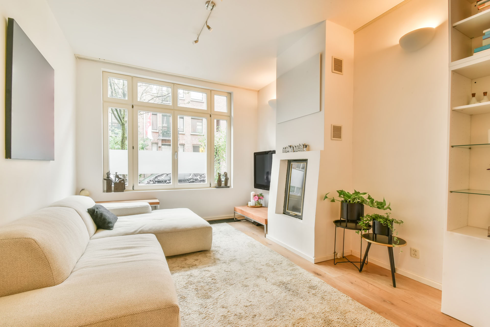 Interior design of small clean living room